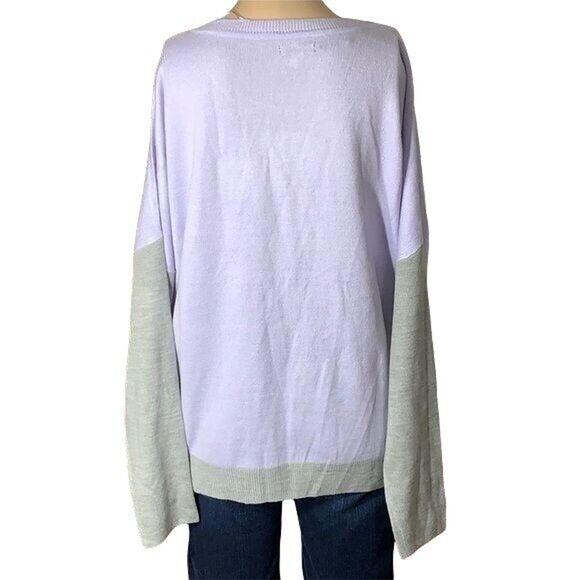 Apt 9 Womens Sweater Relaxed Fit Colorblock Pullover Lavender Gray Large - Picture 5 of 9